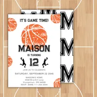 Basketball Game Monogram Birthday Party  Invitation