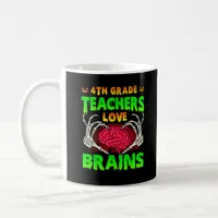 4th Grade Teacher Skeleton Heart Hands Halloween L Coffee Mug