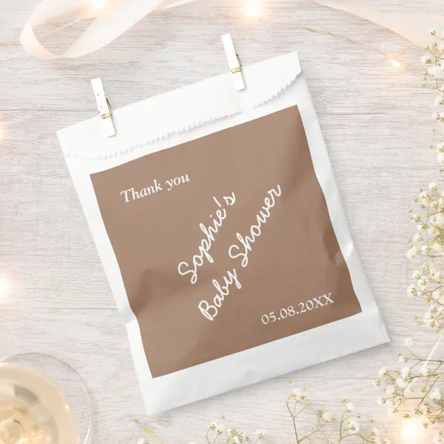 Baby Shower Minimalist Gentle Brown Favor Bags