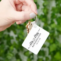 Script Typography Mr Mrs Wedding Photo Keychain
