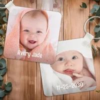 Cute Baby Photo Personalized Name & Birthday Keychain
