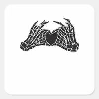 Skeleton Heart Hands Clean Graphic Mood Square Sticker