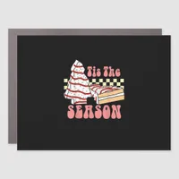 Tis The Season Christmas Tree Groovy Retro Debbie  Car Magnet