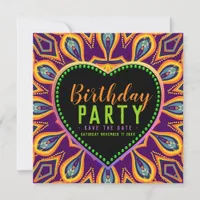 Orange Purple Hippie Child Bohemian Themed Party Save The Date