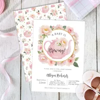 A Baby Is Brewing Tea Party Shower Invite