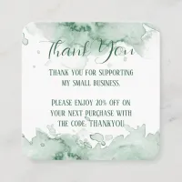 Green Watercolor Thank You Card