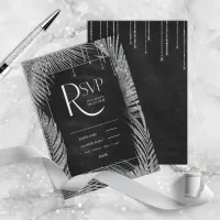 Jewel Palm Leaf Wedding Silver ID830 RSVP Card