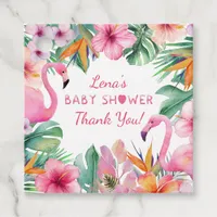 Tropical Flamingo Baby Shower Gift Tag