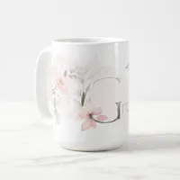 Delicate Blush Pink Rose Monogram Letter G Coffee Mug