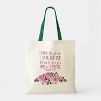 Christian Bible Verse Pastel Watercolor Floral Tote Bag