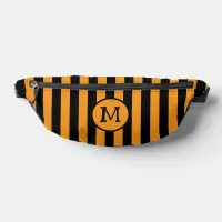 Halloween Orange Black Witch Stripes Monogram Fanny Pack