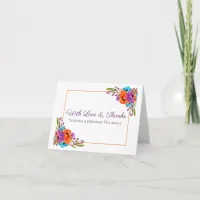 Purple Orange Floral Watercolor Wedding Thank You