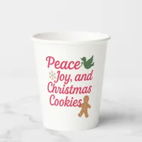 Christmas peace joy cookies quote red paper cups