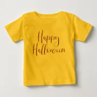 Cute Happy Halloween Orange Copper Glitter Baby T-Shirt