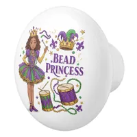 Bead Princess - Mardi Gras Ceramic Knob