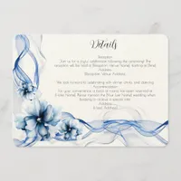 Elegant Dusty Blue Navy  Flowers Wedding  Enclosure Card