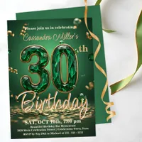 Elegant Green and Gold 30th Birthday Celebration  Invitation