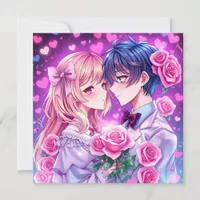 Cute  Couple Anime Personalized Valentine's Day Card