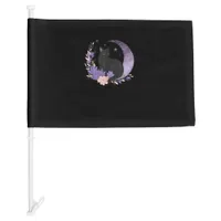 Cat Witchy Moon Flowers Pastel Goth Goblincore Car Flag