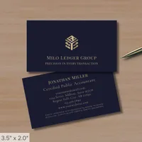 Dark Blue Gold Geometric Logo Business Card