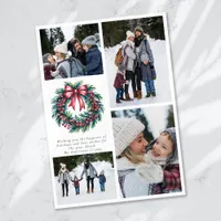 Merry Christmas Wreath Photo Collage Holiday Card