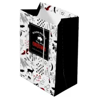 Buffalo Adventures Pattern Label Red/Black  ID599 Medium Gift Bag