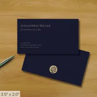 Navy Blue and Gold Attorney at Law Business Card