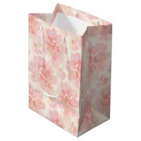 Abstract Floral Watercolor Pattern Peach and Pink Medium Gift Bag