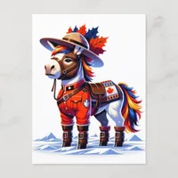 Funny Canada Themed Donkey Postcard