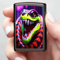 Cobra snake withlime green lips and pink eye brow zippo lighter