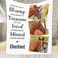 In Loving Memory Pet Memorial Custom 3 Pictures Fleece Blanket