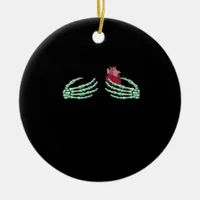 Halloween Skeleton Hands With Heart Classic Ceramic Ornament