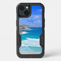 Seascape Turquoise Ocean, Rocks, Summer Vibes Name iPhone 13 Case