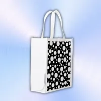 White Polka Dots on Black | Grocery Bag