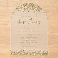 Glam Gold Glitter Borders Christmas Party  Acrylic Invitations