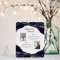Signature Drinks Rose Navy Agate Wedding Photos Foam Board