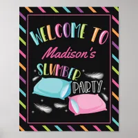 Rainbow Neon Slumber Party Sleepover Welcome Sign