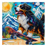 Skateboarding Bernese Mountain Dog Acrylic Print