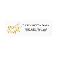 Festive Christmas Merry Bright Gold Foil Label