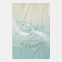 Beach House Seagull Aqua Blue ID623 Kitchen Towel