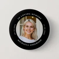 In Loving Memory Custom Text Photo Memorial Button
