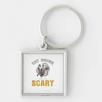 Eat Drink And Be Scary Reaper Minimal Clean Keychain