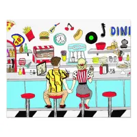 1950's Couple Holding Hands at  Diner    Photo Print