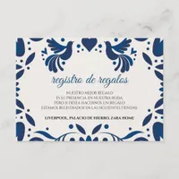 Otomi Blue Floral Elegant Fiesta Spanish Wedding Enclosure Card