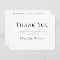 Simple Forever in Our Hearts Photo Memorial Thank You Card