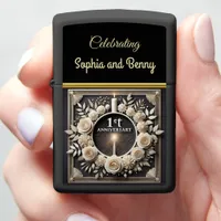 Elegant First Anniversary With Flowers Zippo Lighter