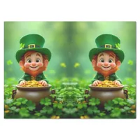 Fun and cute leprechaun, gold coins, shamrocks tissue paper