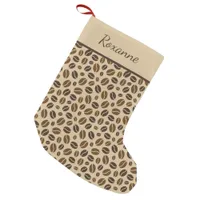 Coffee Lover Coffee Beans Brown Patterned Small Christmas Stocking