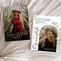 Modern Handwritten Script 2-Photo Graduation Party Invitation