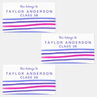 Cool Marker Pen Stripes Personalized Kid's Labels